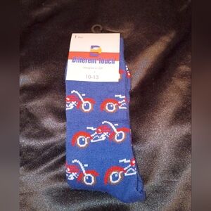 Men's Novelty Socks Blue Motorcycle Pattern Size 10-13 Brand New Casual Gift